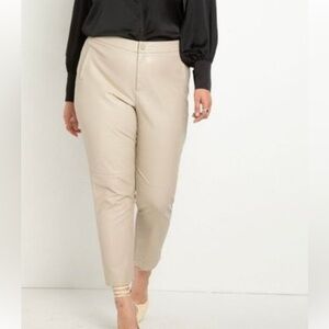 ELOQUII Plus Size Classic Faux Leather Pants Light Sand Beige Size 22 High Rise